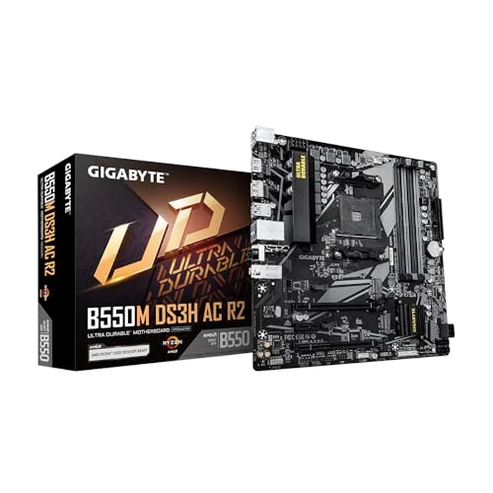 GIGABYTE B550M DS3H AC R2 AMD AM4 mATX Motherboard, Supports Ryzen 5000/4000/3000 Series Processors, DDR4, 5+3 Power Phase, 2X M.2, PCIe 4.0, WIFI5, GbE LAN, PCIe EZ-Latch, WiFi EZ Plug, RGB Fusion by GIGABYTE - Used - Like New condition - US$88.34