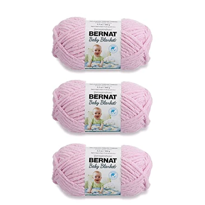 Bernat Baby Blanket Baby Pink Yarn - 3 Pack of 100g/3.5oz - Polyester - 6 Super Bulky - 72 Yards - Knitting/Crochet by Bernat - Used - Very Good condition