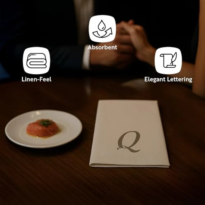 Luxenap 15.8 X 7.9 Inch Linen-Feel Guest Towels, 50 Lettered Hand Towels - Gold Letter 'K', Cursive Font, White Paper Dinner Napkins, airlaid, For Restrooms And Tables - Restaurantware by Restaurantware - Image 4