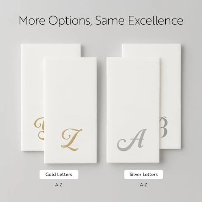 Luxenap 15.8 X 7.9 Inch Linen-Feel Guest Towels, 50 Lettered Hand Towels - Gold Letter 'K', Cursive Font, White Paper Dinner Napkins, airlaid, For Restrooms And Tables - Restaurantware by Restaurantware - Image 5