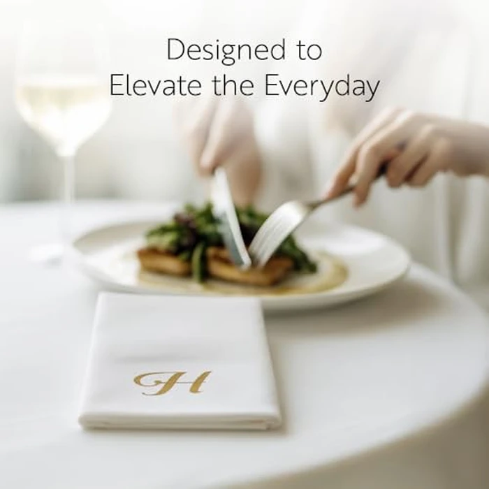 Luxenap 15.8 X 7.9 Inch Linen-Feel Guest Towels, 50 Lettered Hand Towels - Gold Letter 'K', Cursive Font, White Paper Dinner Napkins, airlaid, For Restrooms And Tables - Restaurantware by Restaurantware - Image 7