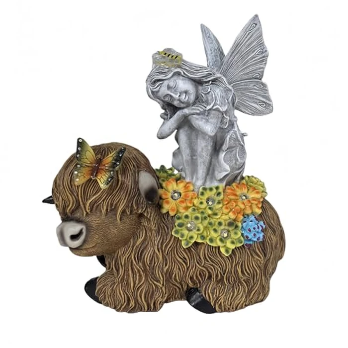 niwhydi Angel Garden Decor Statue Solar Angel Sitting on Highland Cow Succulent Butterfly Bee LED Lights Outdoor Decorations for Yard Patio Housewarming Gift for Mom Women by niwhydi - Image 8