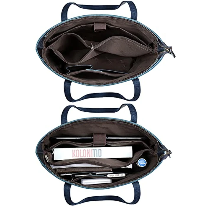 S-ZONE Vintage Genuine Leather Shoulder Bag Work Totes for Women Purse Handbag with Back Zipper Pocket Large by S-ZONE - Image 5