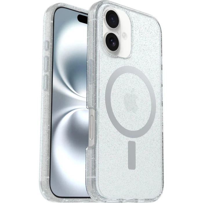 OtterBox Symmetry Series Clear Phone Case with MagSafe for iPhone 16 - Stardust 3.0 (Clear) by OtterBox - Refurbished - Good condition