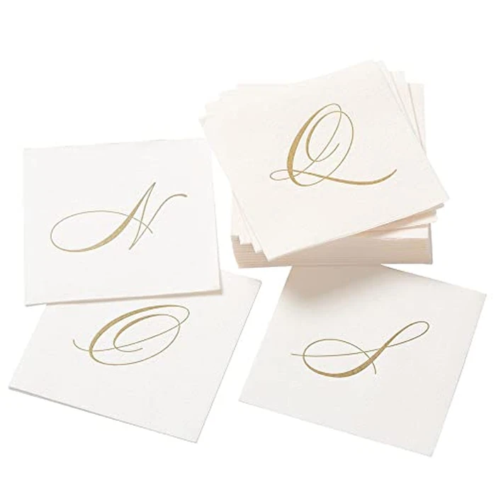 Entertaining with Caspari White Pearl Paper Linen Cocktail Napkins, Monogram Initial M, Pack of 30 (2900CG.M) by Caspari - Image 3