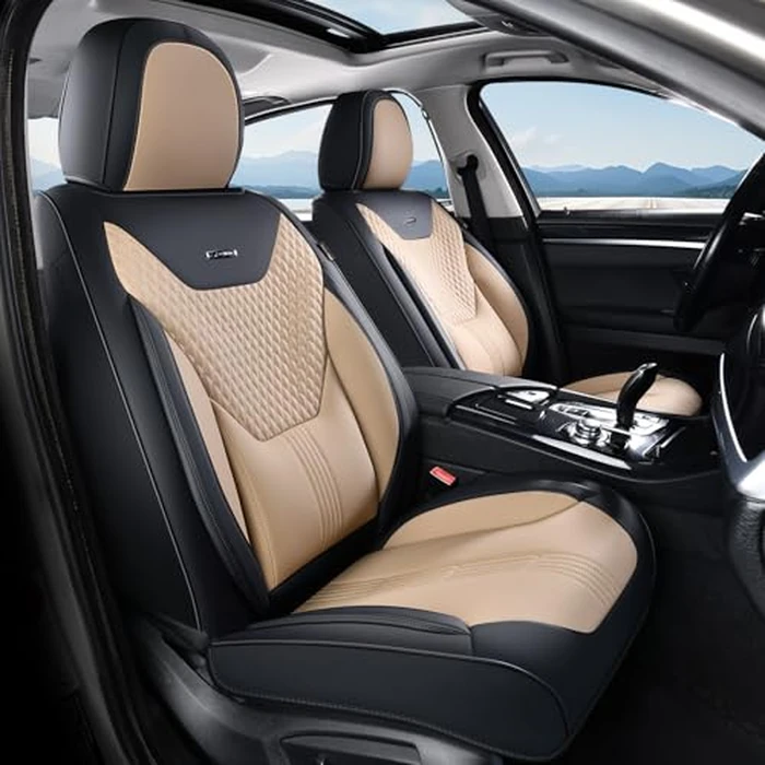 Coverado Car Seat Covers with Lumbar Support, Front Covers for Cars, Universal Automotive Seat Cover, Waterproof, Leather Car Seat Cushion, Interior Seat Protectors for Most Cars by Coverado - Used - Like New condition - US$75.90