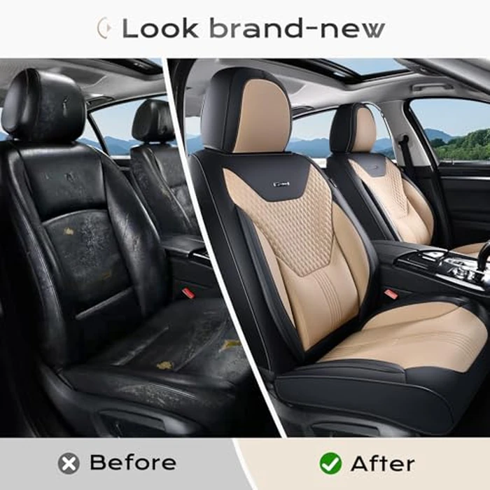 Coverado Car Seat Covers with Lumbar Support, Front Covers for Cars, Universal Automotive Seat Cover, Waterproof, Leather Car Seat Cushion, Interior Seat Protectors for Most Cars by Coverado - Image 5