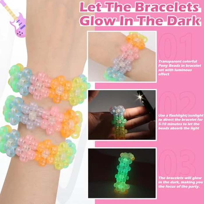 SMAODSGN 3 Pcs Flower Kandi Bracelets Colored Stretch Rave Candy Bracelets Multi Color Beaded Flower Kandi Cuff Rave Accessories Jewelry Music Party Favor for Women Friends EDM Party Music Festival by SMAODSGN - Image 5