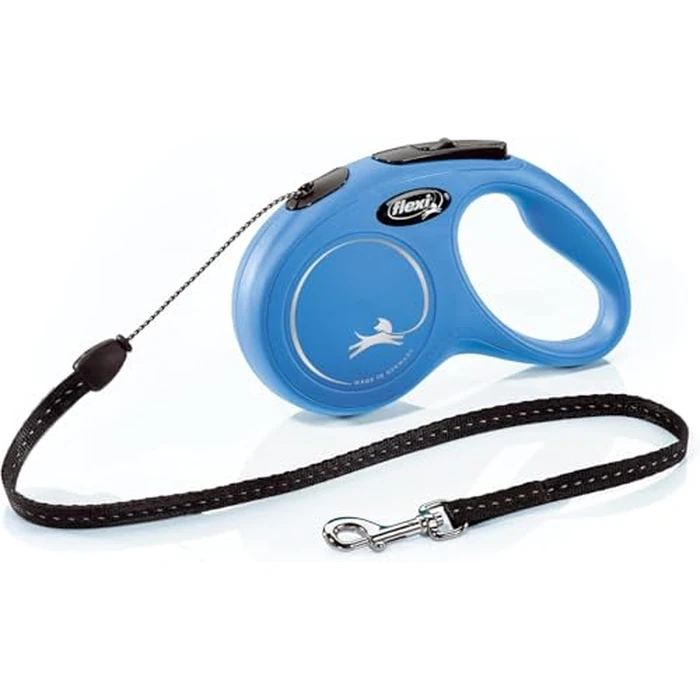 Flexi New Classic Cord Retractable Dog Leash for Small Dogs up to 26 lbs. - 16 ft., Blue | Tangle-Free Pet Walking Leash with One-Handed Brake, Pause, Lock|German Quality Product by FLEXI - Image 1