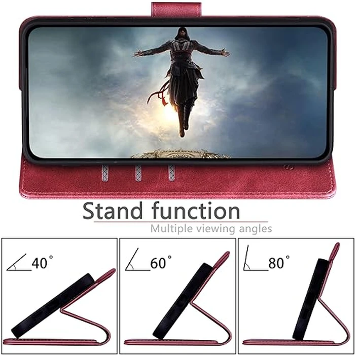 SUANPOT for Samsung Galaxy S23 FE Wallet case 【RFID Blocking】 Credit Card Holder,PU Leather Flip Folio Book Phone case Cover Women Men for Samsung S23 FE 5G Wallet case Red by SUANPOT - Image 6