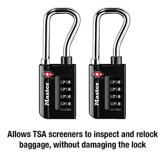 Master Lock Black Set Your Own Combination TSA Approved Luggage Lock, Travel Padlocks for Suitcases, Backpacks, Bags, 2 Pack, 4696T by Master Lock - Image 4