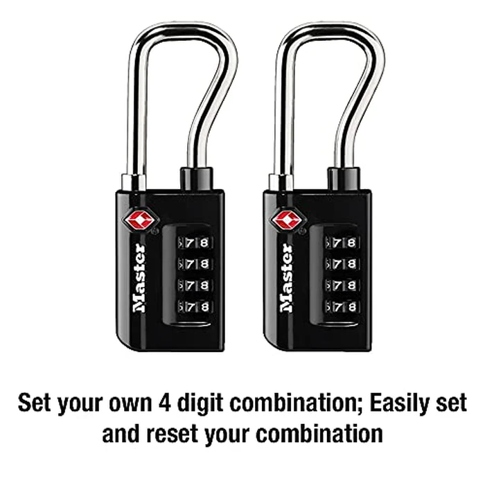 Master Lock Black Set Your Own Combination TSA Approved Luggage Lock, Travel Padlocks for Suitcases, Backpacks, Bags, 2 Pack, 4696T by Master Lock - Image 5