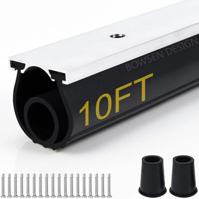 BOWSEN Heavy-Duty U+O Ring Universal Garage Door Bottom Seals Weatherstrip Weather Stripping Rubber with Aluminum Track Retainer Kit, Black (10 FT, 1-1/4" Width) by BOWSEN - Used - Very Good condition - US$38.76