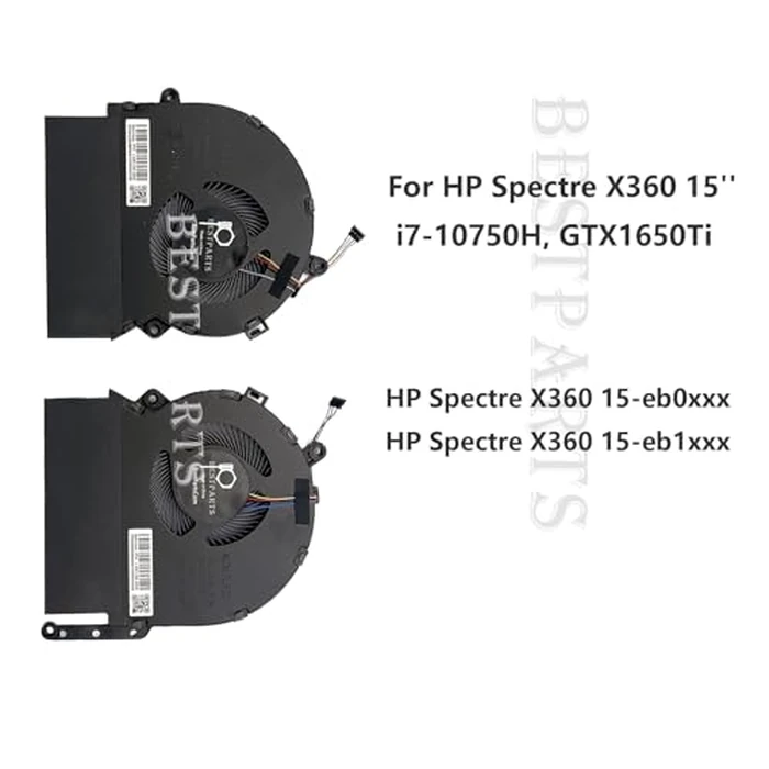 BestParts New CPU+GPU Cooling Fan Replacement for HP Spectre X360 15'' (i7-10750H, GTX1650Ti) 15-EB 15t-EB TPN-Q226 Series, P/N: M00226-001 M00227-001, L68136-005 DC5V 0.5A by BestParts - Image 2
