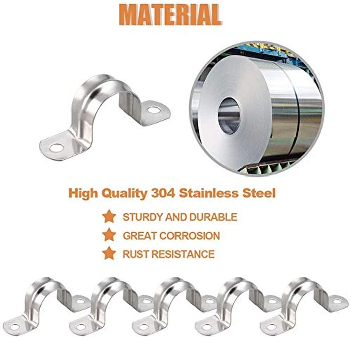 2 Pcs 6inch Rigid Pipe Strap,Two Hole Stainless Steel Strap U Bracket, Widened Tube Strap Tension Clip Assortment Kit Heavy Duty Pipe Clamp（160mm） by SDY - Image 4
