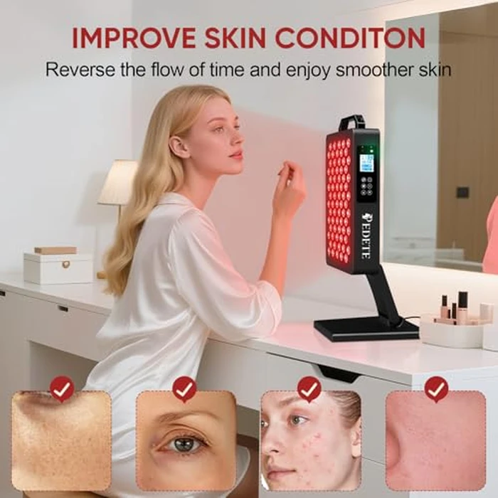 Red Light Therapy for Face and Body, 630nm 660nm 810nm and 850nm Near Infrared Light Therapy Panel, 70 Dual Chip LEDs, High Power LED Light Therapy Device for Skin Care, Sleep, Pain Relief. M70 by pedete - Image 2