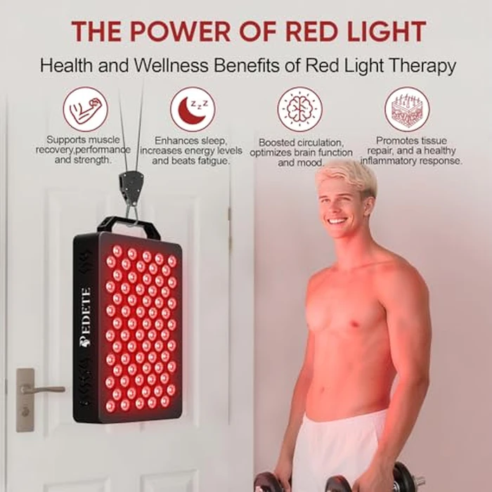 Red Light Therapy for Face and Body, 630nm 660nm 810nm and 850nm Near Infrared Light Therapy Panel, 70 Dual Chip LEDs, High Power LED Light Therapy Device for Skin Care, Sleep, Pain Relief. M70 by pedete - Image 3
