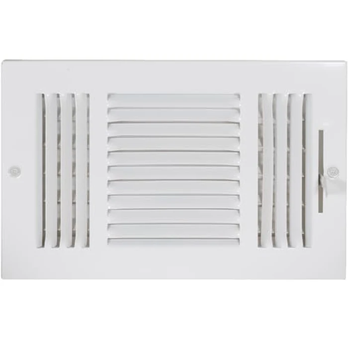 EZ-FLO 10 x 6 Inch (Duct Opening) Air Vent Cover for Wall or Ceiling, Three-Way Ventilation Register, Solid Steel HVAC Register Cover, White, 61614 by EZ-FLO - Image 1