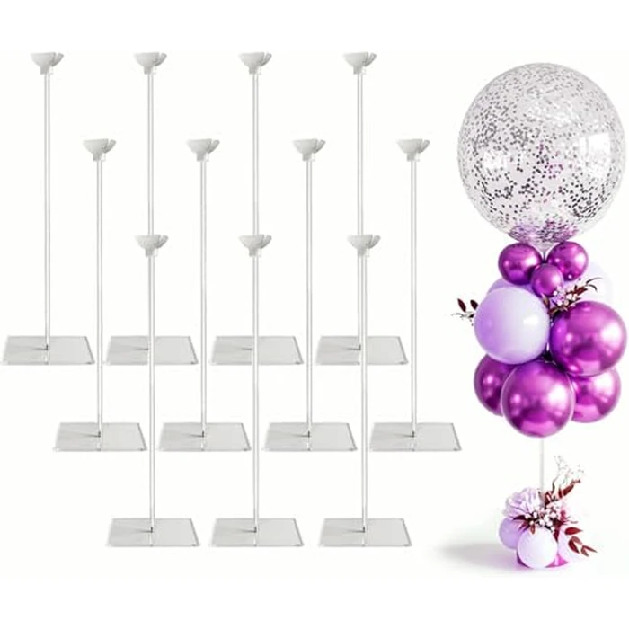 Reusable Acrylic Balloon Stand Kit - Heavy Duty Tabletop Display with Sticks and Base, Ballon Stands for Centerpieces, Centerpiece Table Decorations for Parties (12 Pack 16 inch) by lightsfever - Used - Like New condition - US$50.34