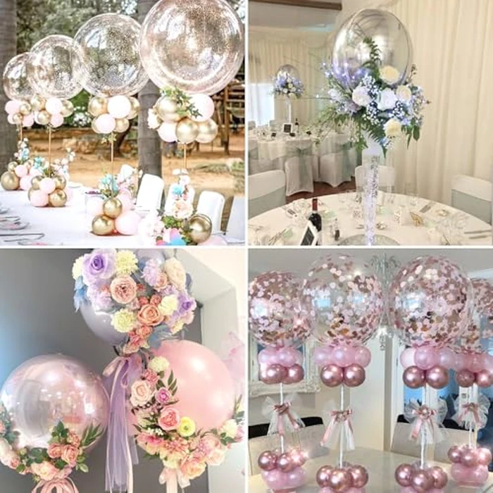 Reusable Acrylic Balloon Stand Kit - Heavy Duty Tabletop Display with Sticks and Base, Ballon Stands for Centerpieces, Centerpiece Table Decorations for Parties (12 Pack 16 inch) by lightsfever - Image 2