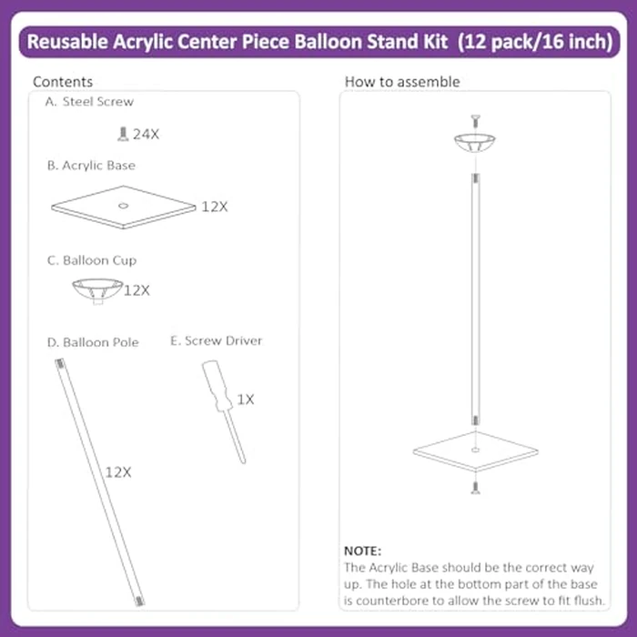 Reusable Acrylic Balloon Stand Kit - Heavy Duty Tabletop Display with Sticks and Base, Ballon Stands for Centerpieces, Centerpiece Table Decorations for Parties (12 Pack 16 inch) by lightsfever - Image 4
