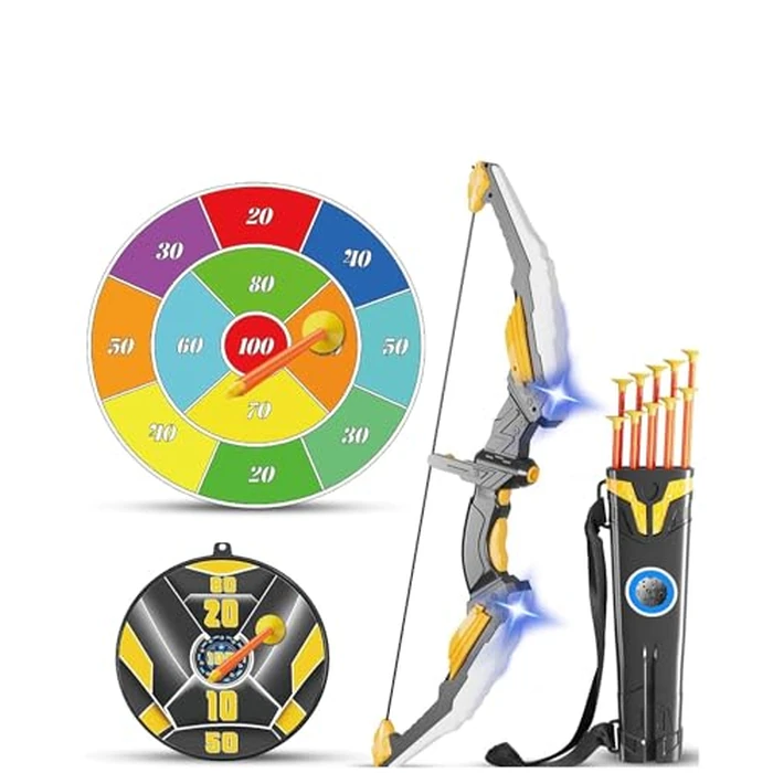 Kids Bow and Arrow Set LED Light Up Archery Set with 10 Suction Cup Arrows, 2 Archery Targets Indoor Outdoor Games for Kids Ages 4-8 8-12 Birthday Gifts Toys for 5 6 7 8 9 10 11 12 Year Old Boys Girls by TIGTECGAME - Image 1
