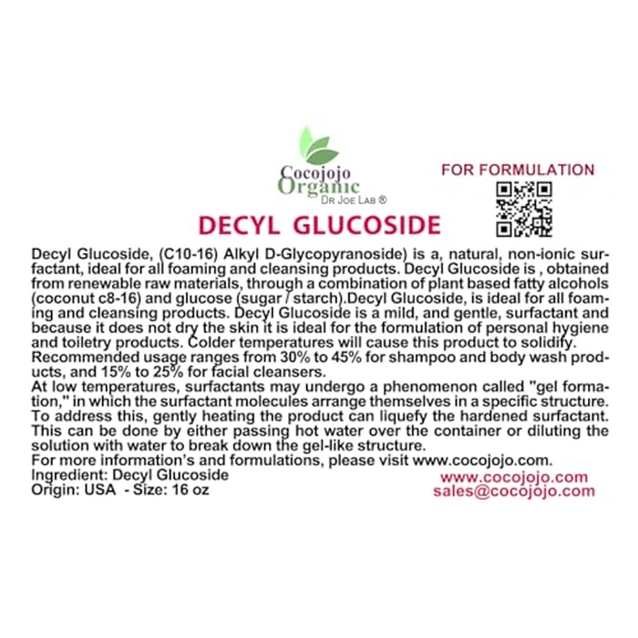 Dr Joe Lab Decyl Glucoside Natural Surfactant - Surfactants for Soap Making, Lauryl Glucoside, DIY Shower Gel, Skin Care, Body and Face Wash, Plant Derived, Natural - 16 Oz by Dr Joe Lab - Image 6