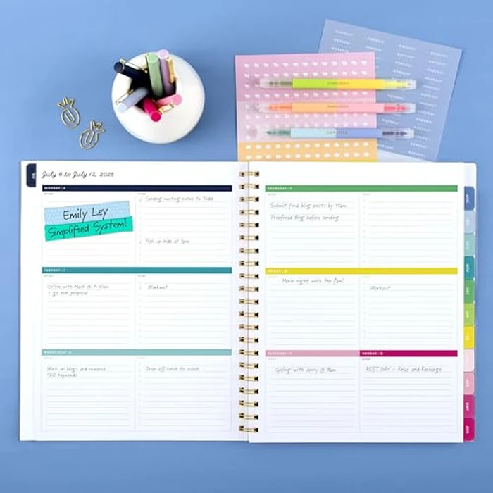 AT-A-GLANCE Planner 2026-2027 Weekly & Monthly Academic 12-Month July-June, 8-1/2" x 11", Front Cover Pocket, Simplified by Emily Ley, Oversized Plaid (EL51-901A) by AT-A-GLANCE - Image 2