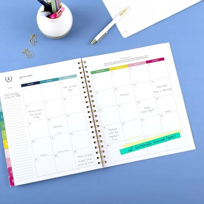 AT-A-GLANCE Planner 2026-2027 Weekly & Monthly Academic 12-Month July-June, 8-1/2" x 11", Front Cover Pocket, Simplified by Emily Ley, Oversized Plaid (EL51-901A) by AT-A-GLANCE - Image 3