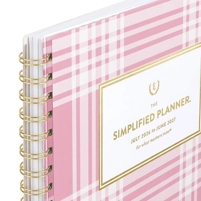 AT-A-GLANCE Planner 2026-2027 Weekly & Monthly Academic 12-Month July-June, 8-1/2" x 11", Front Cover Pocket, Simplified by Emily Ley, Oversized Plaid (EL51-901A) by AT-A-GLANCE - Image 7