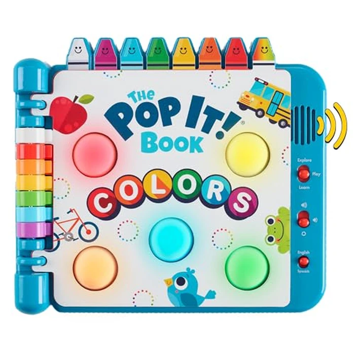 Chuckle & Roar Pop It! Book: Colors - Interactive Sensory Learning Book with Bilingual English & Spanish Play, Grow-with-Me Modes, Quiet Mode, Color Learning Toy for Toddlers Ages 1-4+ by Chuckle & Roar - Used - Acceptable condition