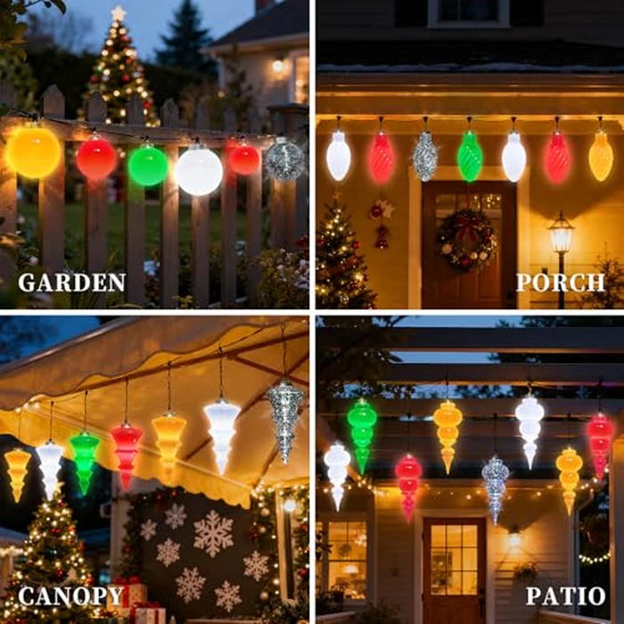 Lanpn 4 Pcs 5" Outdoor LED Ornament, Large Christmas Battery Powered Ball Lights, Xmas Tree Sphere Bulb Decor with Dark Sensor, Christmas Lighted Ornaments for Lawn Garden Yard Patio, Red by Lanpn - Image 8