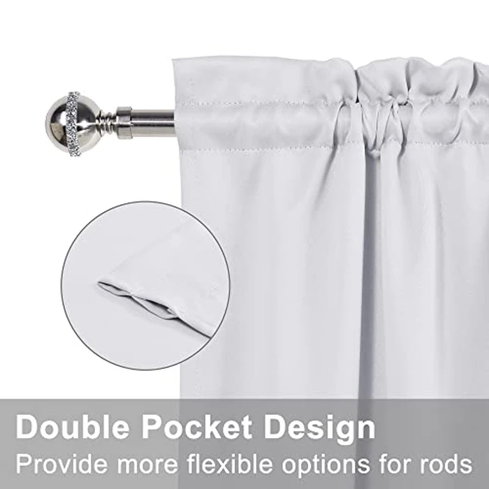 XWZO Door Curtains for Door Window, French Door Blinds with Rod Pocket for Kitchen and Patio Doors, Privacy Thermal Insulated Door Shade with Tieback(25W by 40L, 1 Panel, White) by XWZO - Image 3