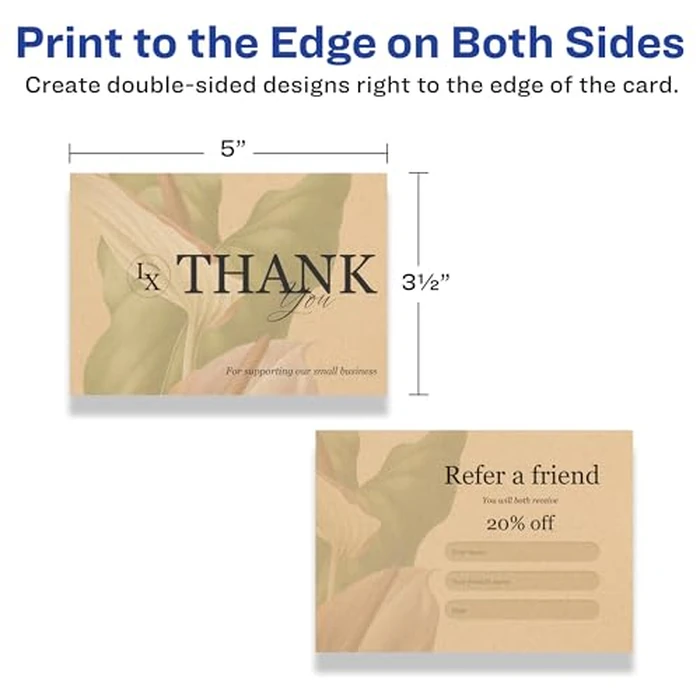 Avery Printable Rectangle Postcards, 3.5" x 5", Kraft Brown Cardstock, Print-To-The-Edge, Laser/Inkjet Cards, 40 Total by Avery - Image 6