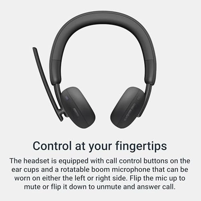 Dell WL3024 Wireless Headset - Leatherette Headband, Built-in AI-Based Noise Cancellation Microphone, Boom mic - Black by Dell - Image 7