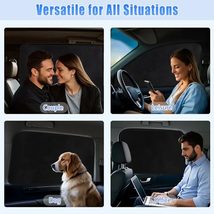 ZATOOTO Suede Car Window Shades 4PCS - Car Window Covers for Ultimate Privacy, UV Protection, and Heat Insulation, Side Window Sun Shade Perfect for Camping, Travel, Baby Safety, and Daily Use by ZATOOTO - Image 3