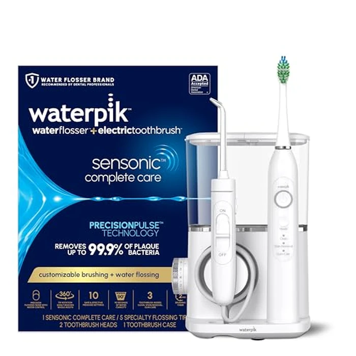Waterpik Sensonic Complete Care Water Flosser and Rechargeable Electric Toothbrush Combo Set for Teeth Cleaning and Flossing, CC-04, White, Packaging May Vary by Waterpik - Used - Like New condition