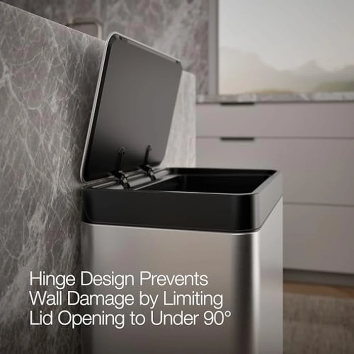 Kohler 20940-ST 13-Gallon Stainless Steel Step Trash Can, Stainless Steel, Hands-Free Pedal, Quiet-Close Lid, Fingerprint-Resistant, Durable, K-20940-ST by Kohler - Image 4