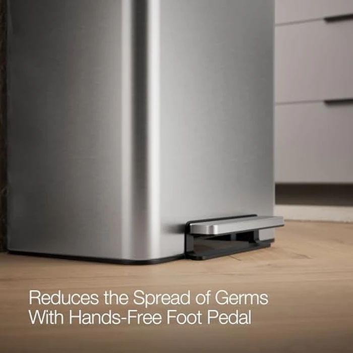 Kohler 20940-ST 13-Gallon Stainless Steel Step Trash Can, Stainless Steel, Hands-Free Pedal, Quiet-Close Lid, Fingerprint-Resistant, Durable, K-20940-ST by Kohler - Image 9