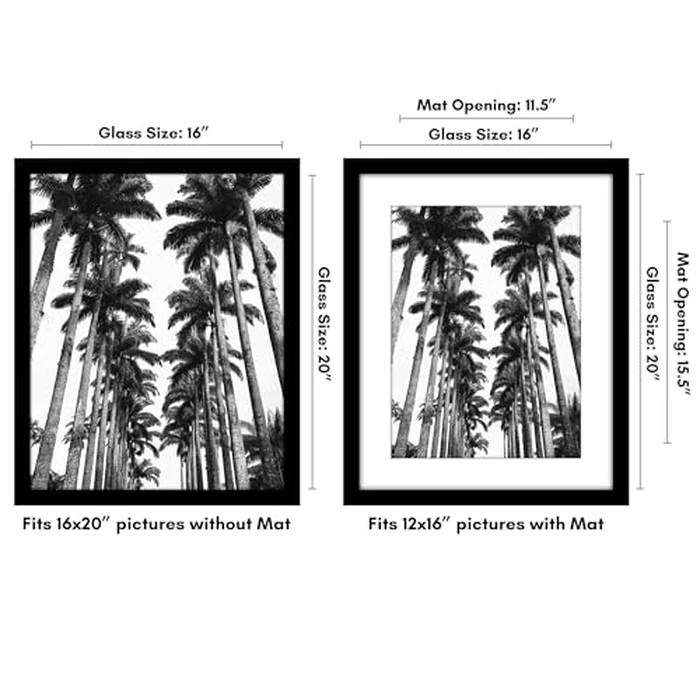 Americanflat 16x20 Picture Frame with Polished Plexiglass - Use as 12x16 Frame with Mat or Display 16x20 Photo Without Mat - Epic Collection - Wide Picture Frames for Wall Display - Black by Americanflat - Image 2