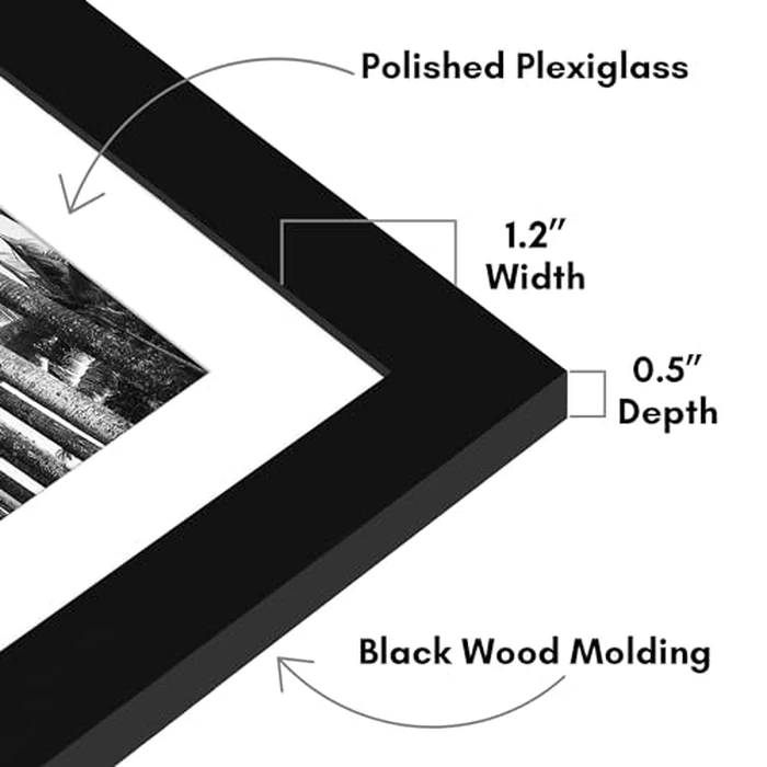 Americanflat 16x20 Picture Frame with Polished Plexiglass - Use as 12x16 Frame with Mat or Display 16x20 Photo Without Mat - Epic Collection - Wide Picture Frames for Wall Display - Black by Americanflat - Image 3