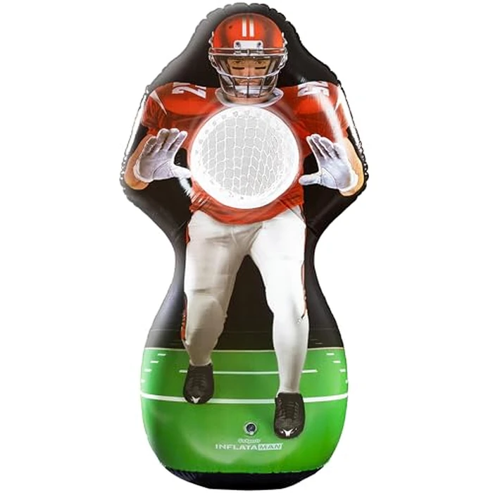 GoSports Inflataman Football Challenge - Includes 4 Rubber Footballs, Ball Pump, and Scoreboard - Inflatable Receiver Touchdown Toss Game by GoSports - Used - Acceptable condition