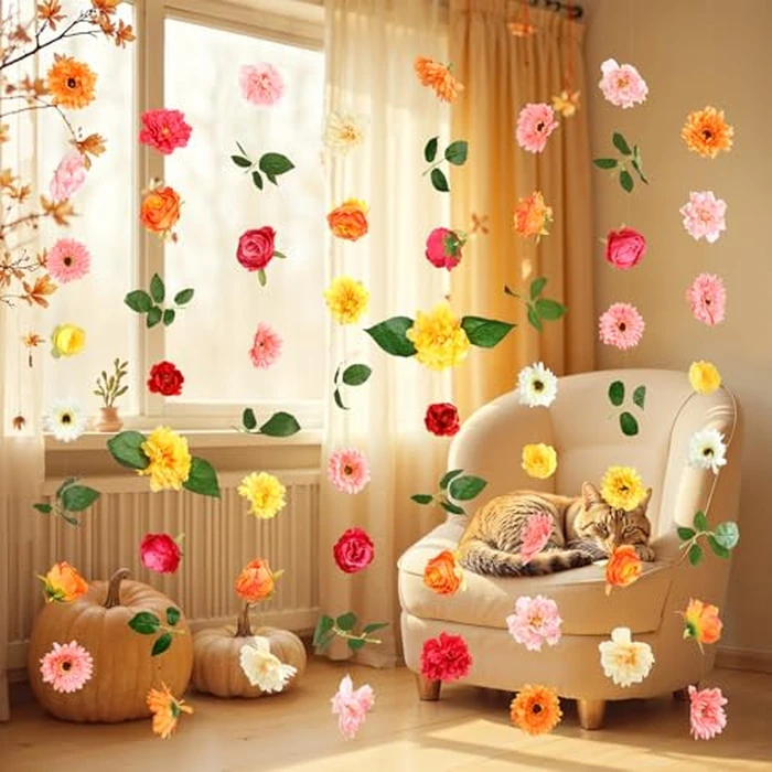 K KUMEED 8 PCS Flower Garlands Hanging Decorations,Daisy and Rose Orange Artificial Flowers with Hooks Fall Party Decorations for Wedding Birthday Baby Shower Autumn Home Birthday Decorations by K KUMEED - Image 6