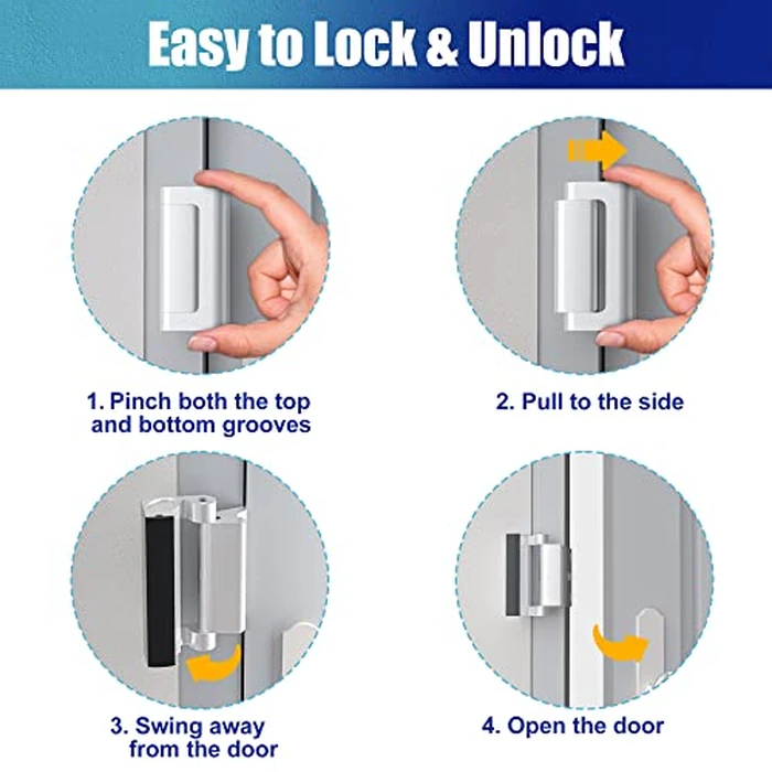Door Reinforcement Lock Withstands 800lbs of Force - Silver Extra Proof Door Lock for Kids Safety Drilling Required, Prevents Unauthorized Entry, Add a Door Security Lock for Home Safety & Privacy by AceMining - Image 4