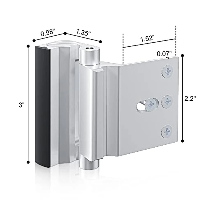 Door Reinforcement Lock Withstands 800lbs of Force - Silver Extra Proof Door Lock for Kids Safety Drilling Required, Prevents Unauthorized Entry, Add a Door Security Lock for Home Safety & Privacy by AceMining - Image 6