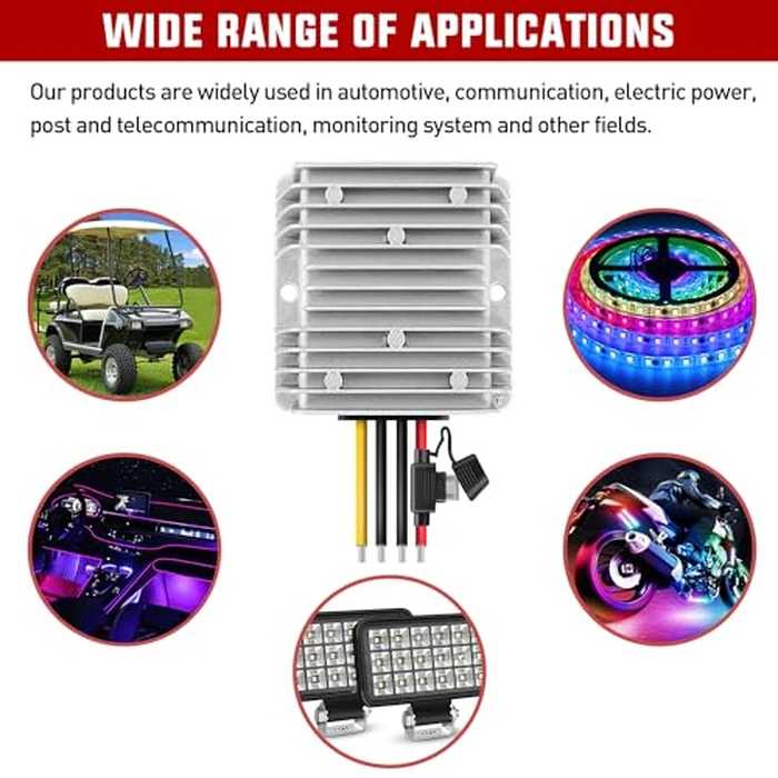 Nilight 48V 36V to 12V Voltage Converter 360W 30A Regulator Step Down to 12VDC Waterproof DC Convert Reducer Power Supply Transformer Module for Golf Cart Scooters by Nilight - Image 9