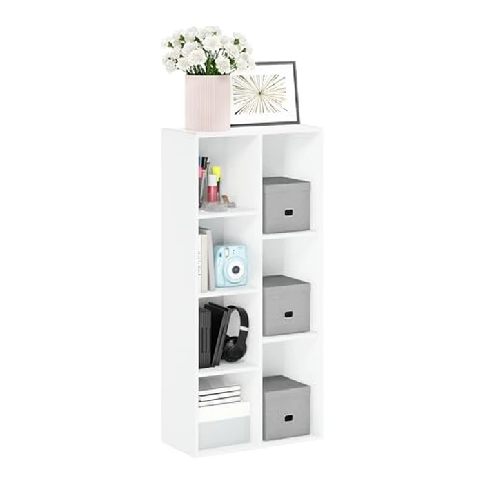Furinno LUDER Book Shelf, 7-Cube Bookshelf, Bookcase, 9.4 x 19.5 x 41.7, for Living Room, Bedroom, Home Office, White by Furinno - Image 4