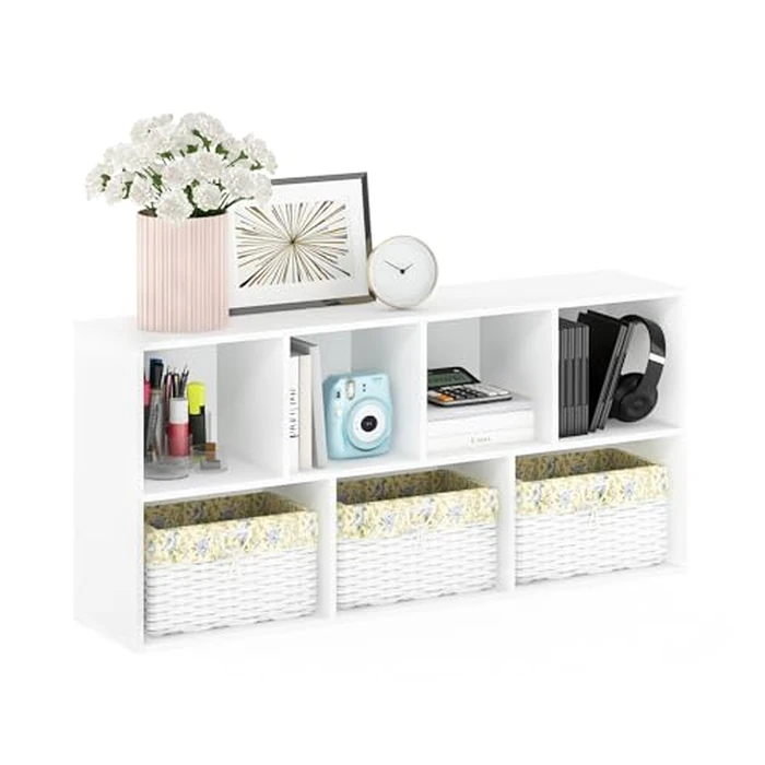 Furinno LUDER Book Shelf, 7-Cube Bookshelf, Bookcase, 9.4 x 19.5 x 41.7, for Living Room, Bedroom, Home Office, White by Furinno - Image 5