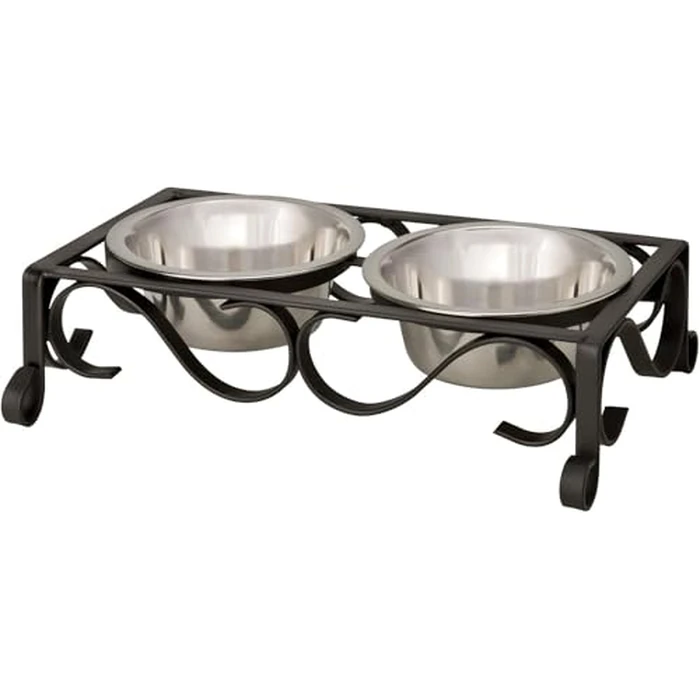 Loving Pets Elevated Dog Bowls - Raised Stainless Steel Dog Bowls with Steel Stand - Non-Skid, No Spill Feeder for Small, Medium & Large Dogs - Easy to Clean, Durable Raised Dog Feeding Station by Loving Pets - Used - Like New condition
