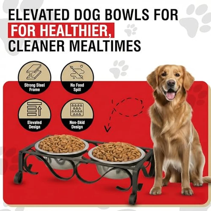 Loving Pets Elevated Dog Bowls - Raised Stainless Steel Dog Bowls with Steel Stand - Non-Skid, No Spill Feeder for Small, Medium & Large Dogs - Easy to Clean, Durable Raised Dog Feeding Station by Loving Pets - Image 2